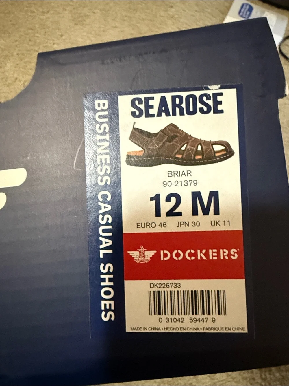 Dockers SEAROSE Briar Brown Men's Sandals Box Label